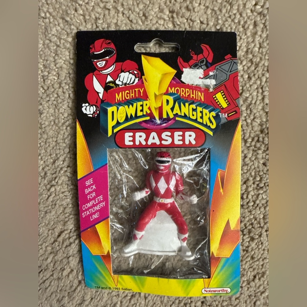 Vintage Mighty Morphin Power Rangers Red Ranger Eraser 1993 Noteworthy NIP‎